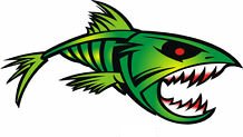mean fish boat decal green RIGHT