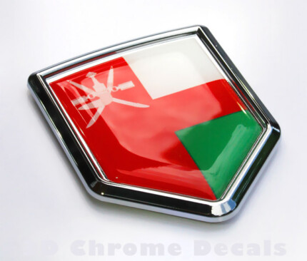 Oman Flag Crest Omani Emblem Chrome Car Decal Sticker