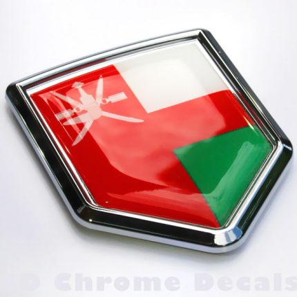 Oman Flag Crest Omani Emblem Chrome Car Decal Sticker