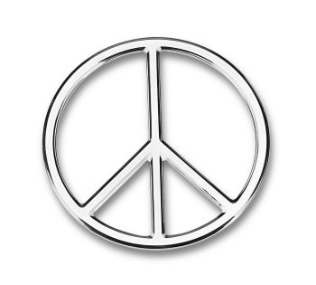 Peace Sign Outline Chrome Emblem