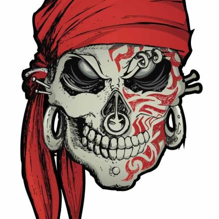pirate skull in bandana color skull decal