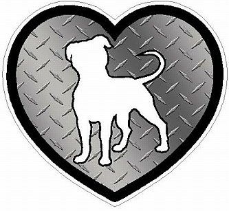 PITBULL HEART STICKER FILLS diamondplate silver