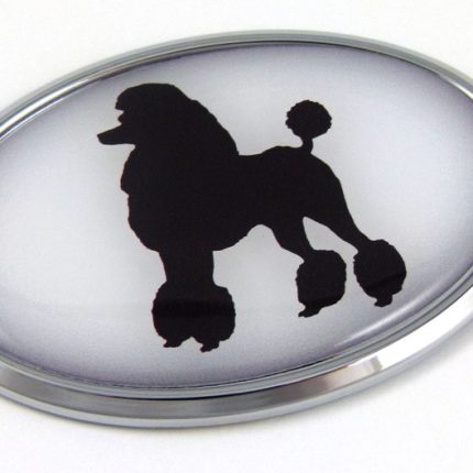 Poodle 3D Adhesive Oval Chrome Pet Emblem