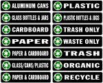 RECYCLE BIN LABELS - BLACK  set of 14 stickers