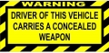 warning driver concealed weapon sticker