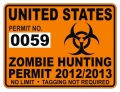 Zombie Hunting Permit Sticker Orange