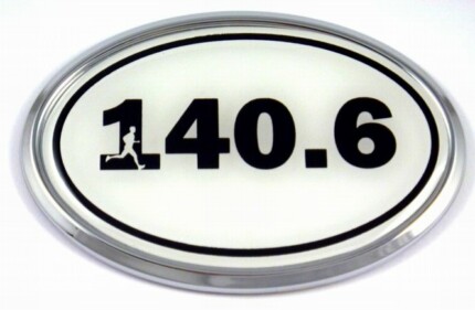 140.6 White Runing Oval 3D Chrome Emblem