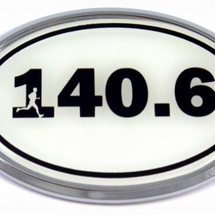 140.6 White Runing Oval 3D Chrome Emblem