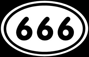 666 FUNNY OVAL STICKER