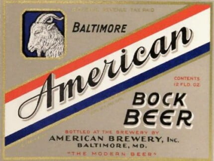 Baltimore American Bock Beer Label