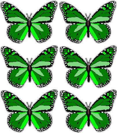 butterfly sticker GREEN - 6 PACK