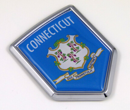 Connecticut US state flag domed chrome emblem car badge decal