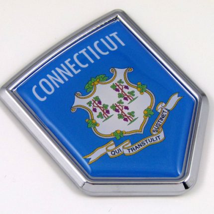 Connecticut US state flag domed chrome emblem car badge decal