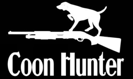 COON HUNTER DOG ON RIFEL DECAL