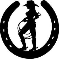 Cowgirl Holding Rope and Horseshoe Sticker Decal