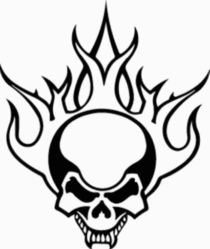 Flaming Tribal Skull with Fangs Decal