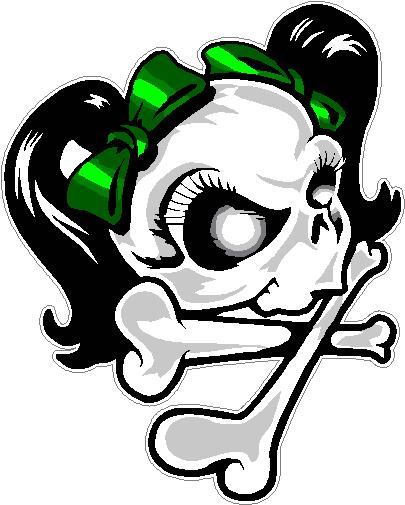 Girl Skull Green Ribbon Decal Sticker