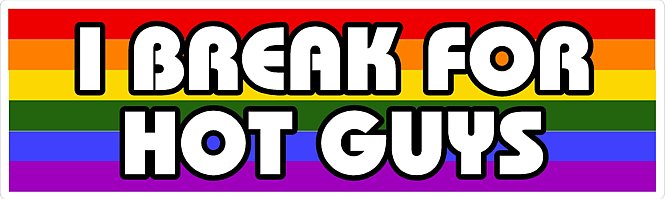 I Break for Hot GUYS Bumper Sticker