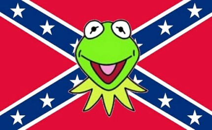 Kermit with Rebel Southern Confederate Flag Sticker