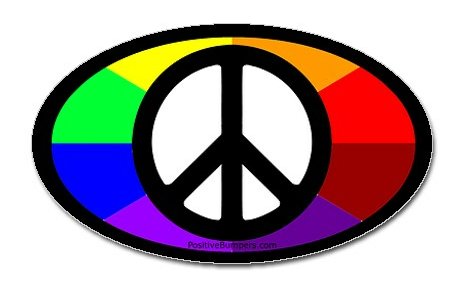 Peace Rainbow Oval Sticker