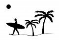 surfer decal with palm trees