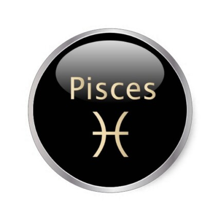 6 Small Round Zodiac Stickers Pisces