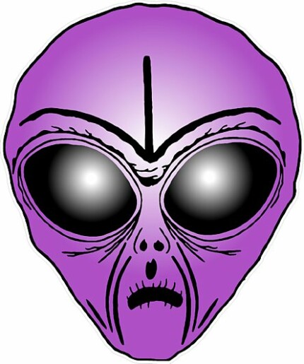 Alien Head Sticker 8 PURPLE