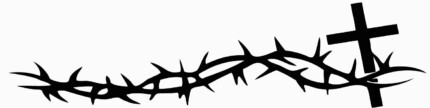 barb wire and cross religion decal LEFT
