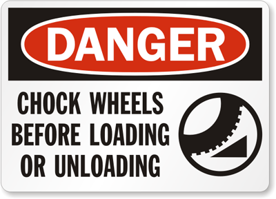 Chock Wheel Signs and Labels 12