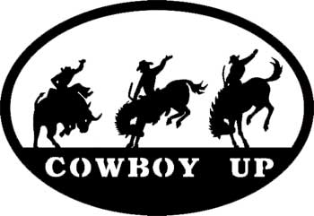 Cowboy Up Oval Sticker