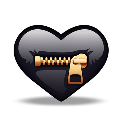 Crazy-BLACK ZIPPER Heart-Sticker