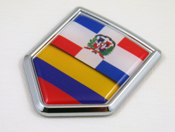 dominican and colombia shield split chrome auto car badge