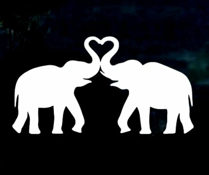 Elephants HEART Silhouette Window Decal Sticker