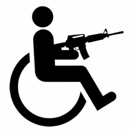 Handicapped Wheelchair Gun DIE CUT DECAL