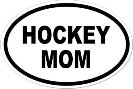 Hockey Mom Sticker Black and White OVAL Sticker