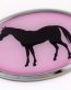 Horse Pink Oval 3D Adhesive Chrome Emblem