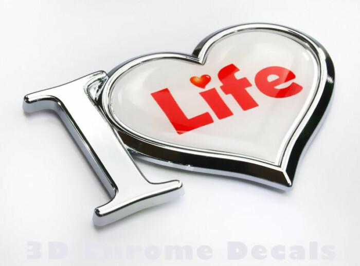 I Love Life Decal Chrome Emblem Sticker Car Motorcycle Badge