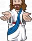 jesus arms our for you color religious sticker