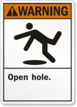 Open Hole Warning ANSI Sign