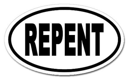 Repent Oval Sticker