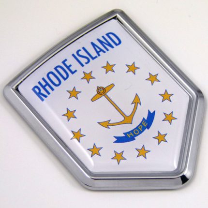Rhode Island US state flag domed chrome emblem car badge decal