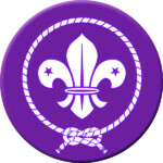 scout crest circular purple and white knot sticker