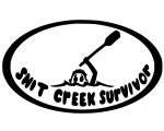 shit creek survivor boating black and white oval sticker