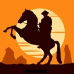 silhouette-of-cowboy-riding-at-sunset STICKER