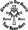 Always in Our Hearts Cross with Heart Sticker