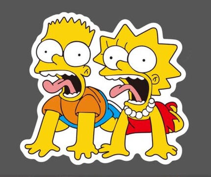 Bart and Lisa Simpson SCARED SHITLESS Sticker