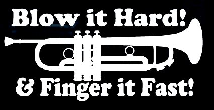 blow it hard and finger it fast decal