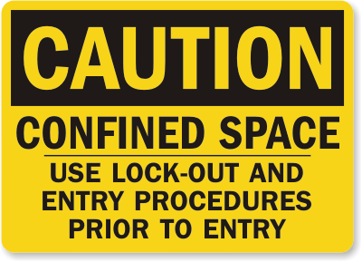 Confined Space Use Caution Sign