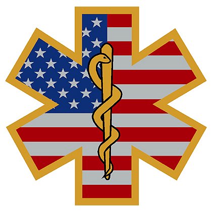 Decal Star Of Life USA Flag with Gold sticker