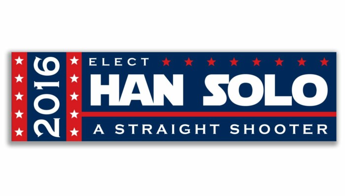 elect HANS SOLO a straight shooter bumper sticker